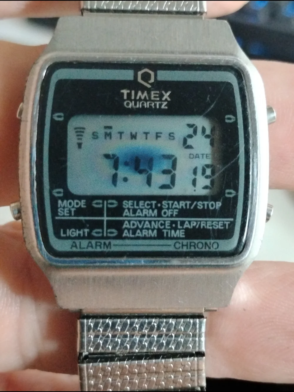 Timex Quartz Silver Digital Watch - Stainless Steel